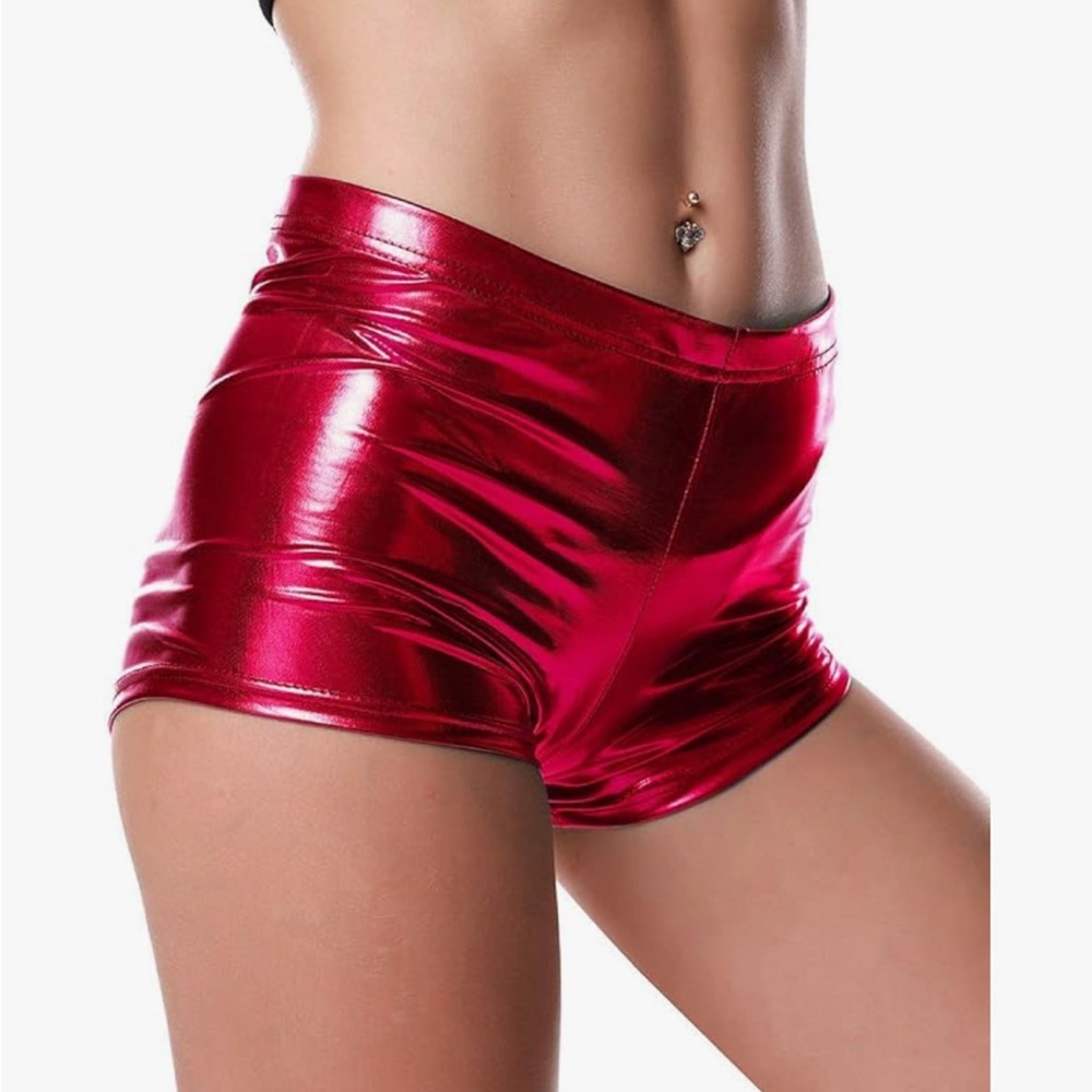 Metallic Red Booty Shorts